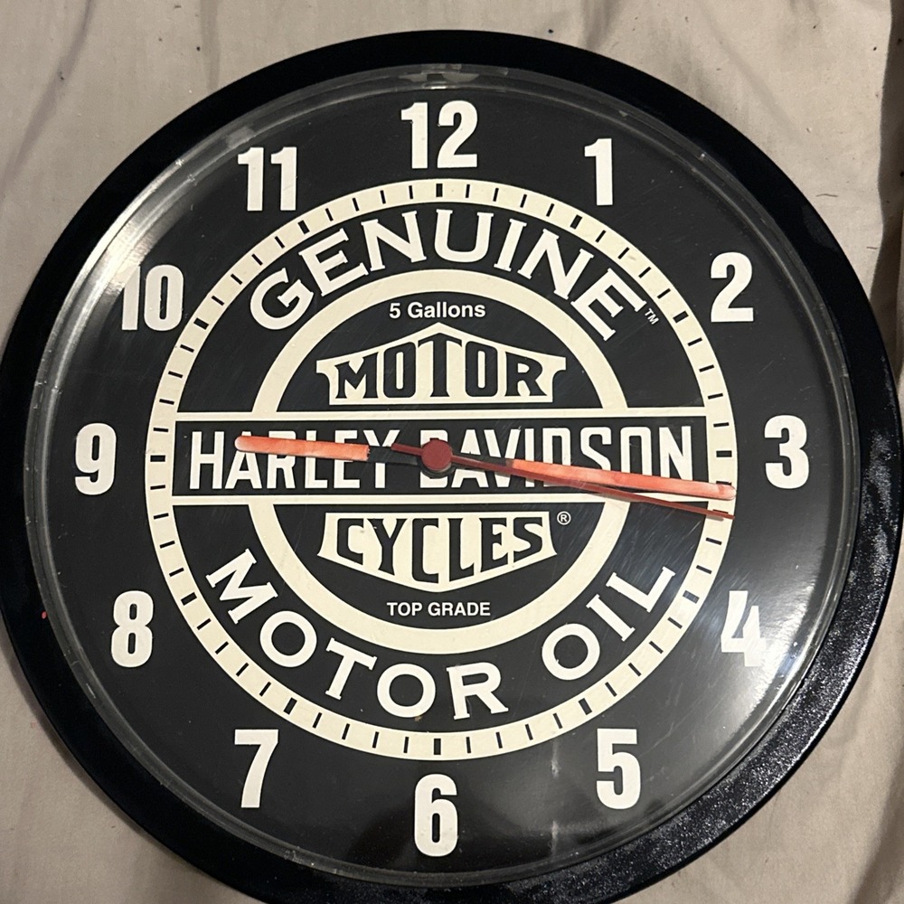 Harley-Davidson Sweda Wall Clock Vintage Genuine Motor Oil 5 Gal Retro Sign